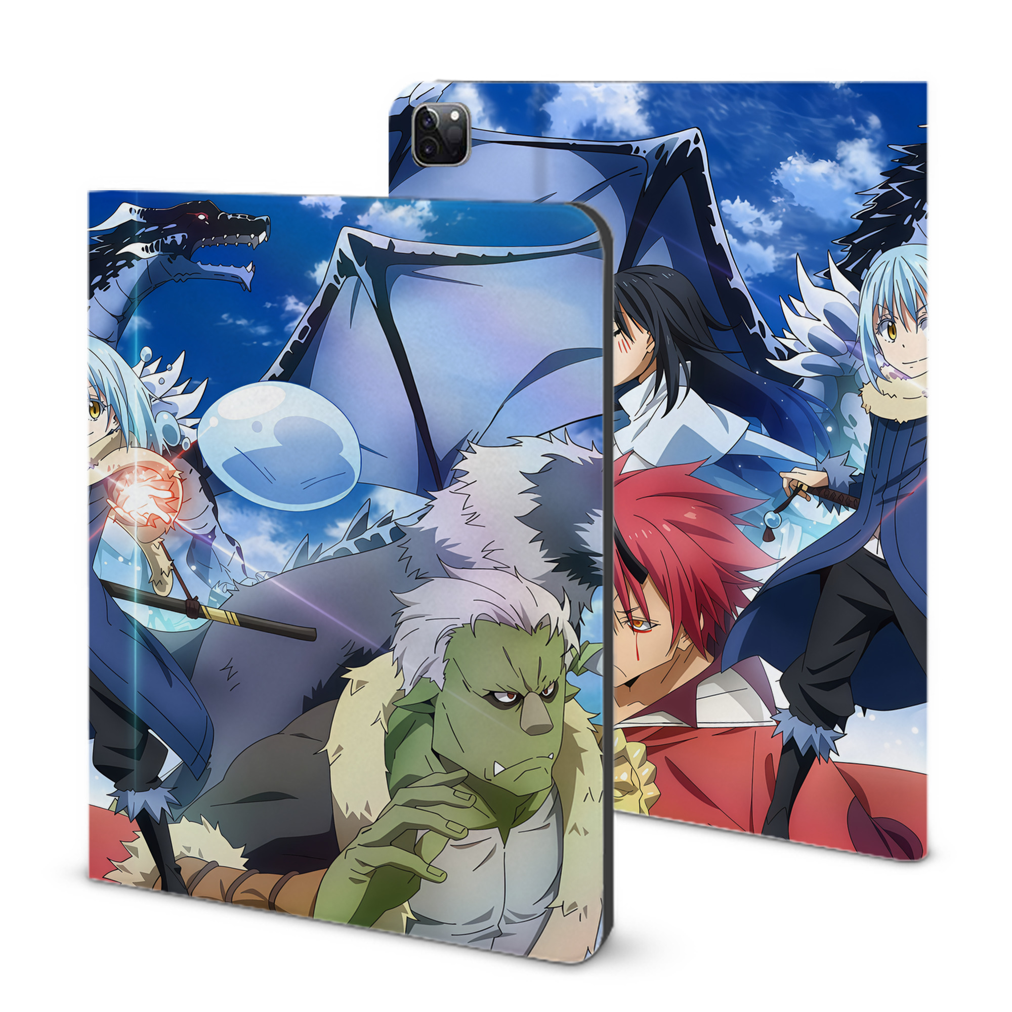 （画像用） 転スラ Regarding Reincarnated to Slime IPad ケース ブック型 PUレザー TPU 耐衝撃 軽量 薄型 ペン収納なし 全面保護 IPad 各モデル対応
